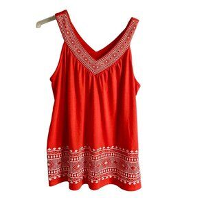 Absolutely Famous Orange and White Sleeveless Detailed Top Women's Medium NEW